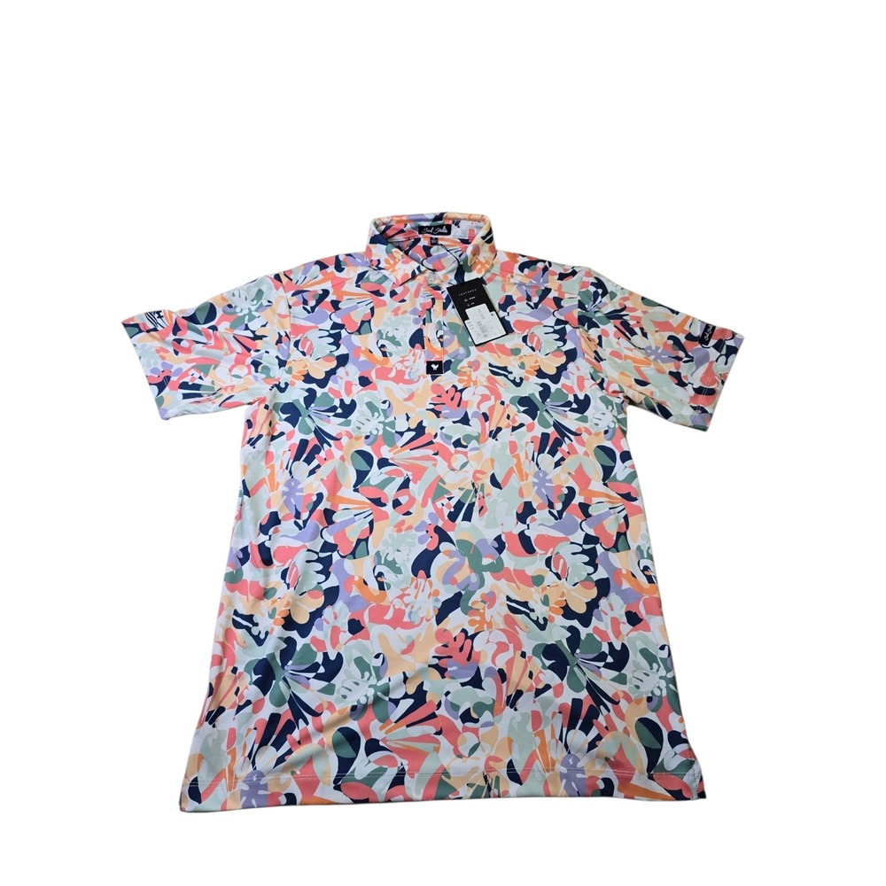 NWT Bad Birdie Polo Shirt M Colorful Abstract Pattern - Picture 8 of 9